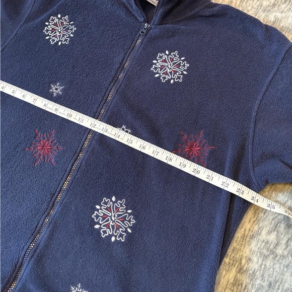 Navy Fleece Jacket with Snowflake Embroidery - Picture 2 of 6